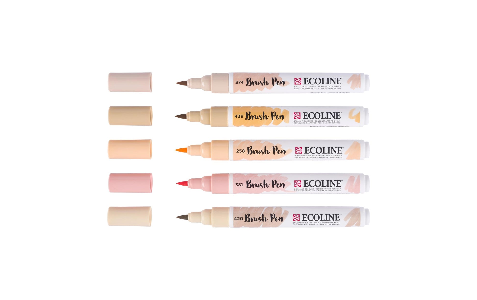 Talens Ecoline Brush Pen – Pinselspitze, wasservermalbar, 5 Farben