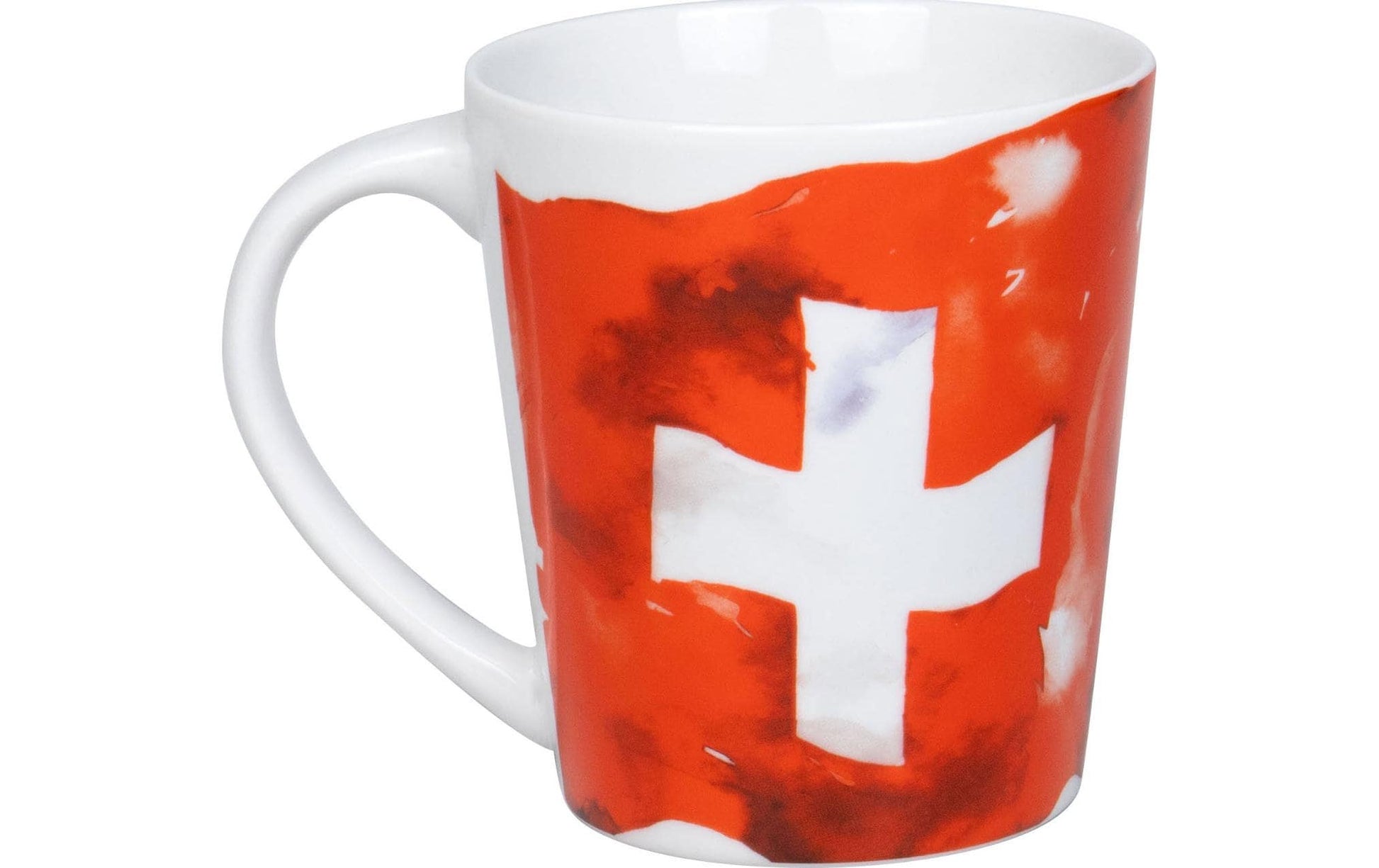 Könitz Porzellan Becher – 380 ml, Ø 9 cm, Rot/Weiss, spülmaschinenfest, mikrowellengeeignet