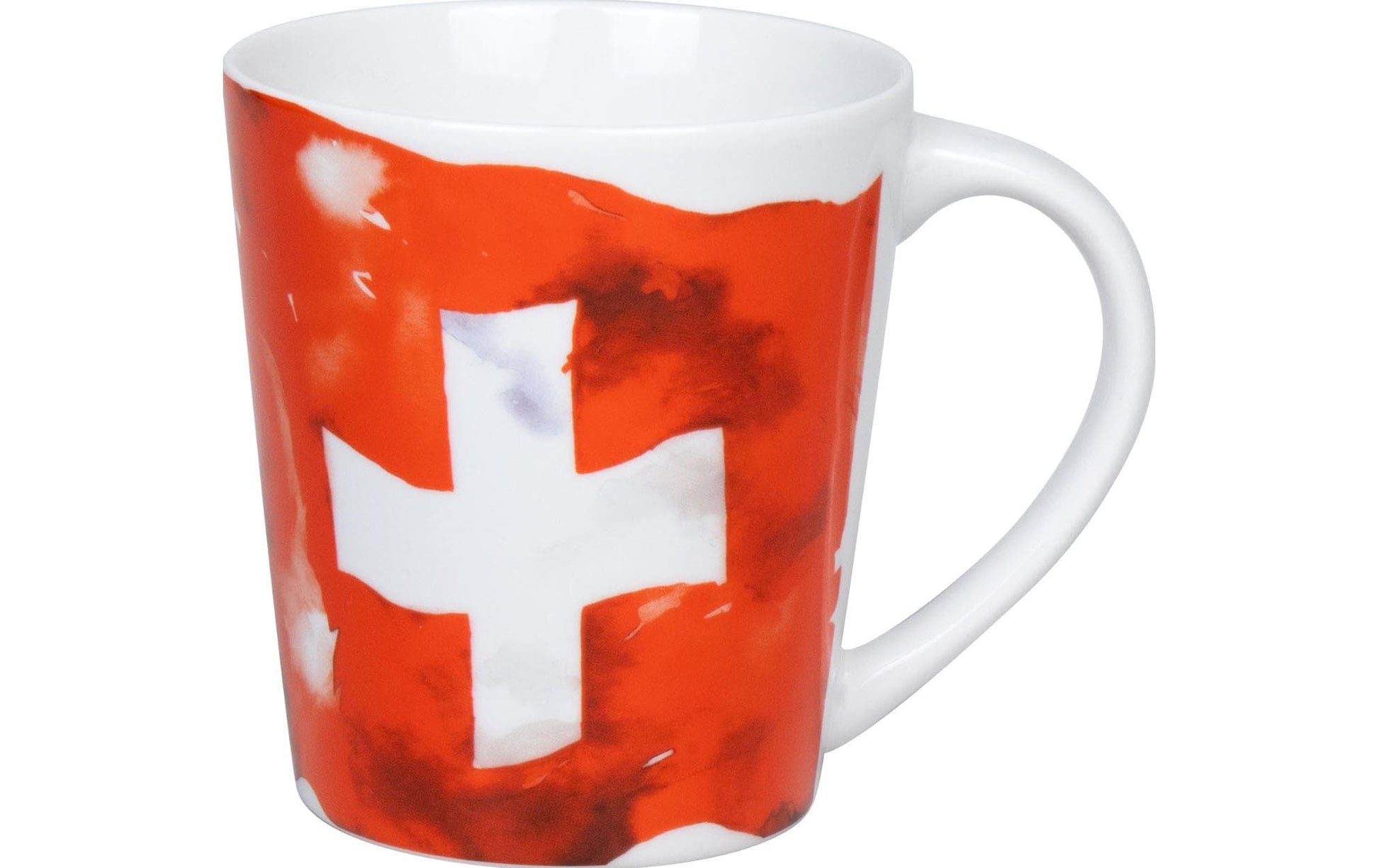 Könitz Porzellan Becher – 380 ml, Ø 9 cm, Rot/Weiss, spülmaschinenfest, mikrowellengeeignet