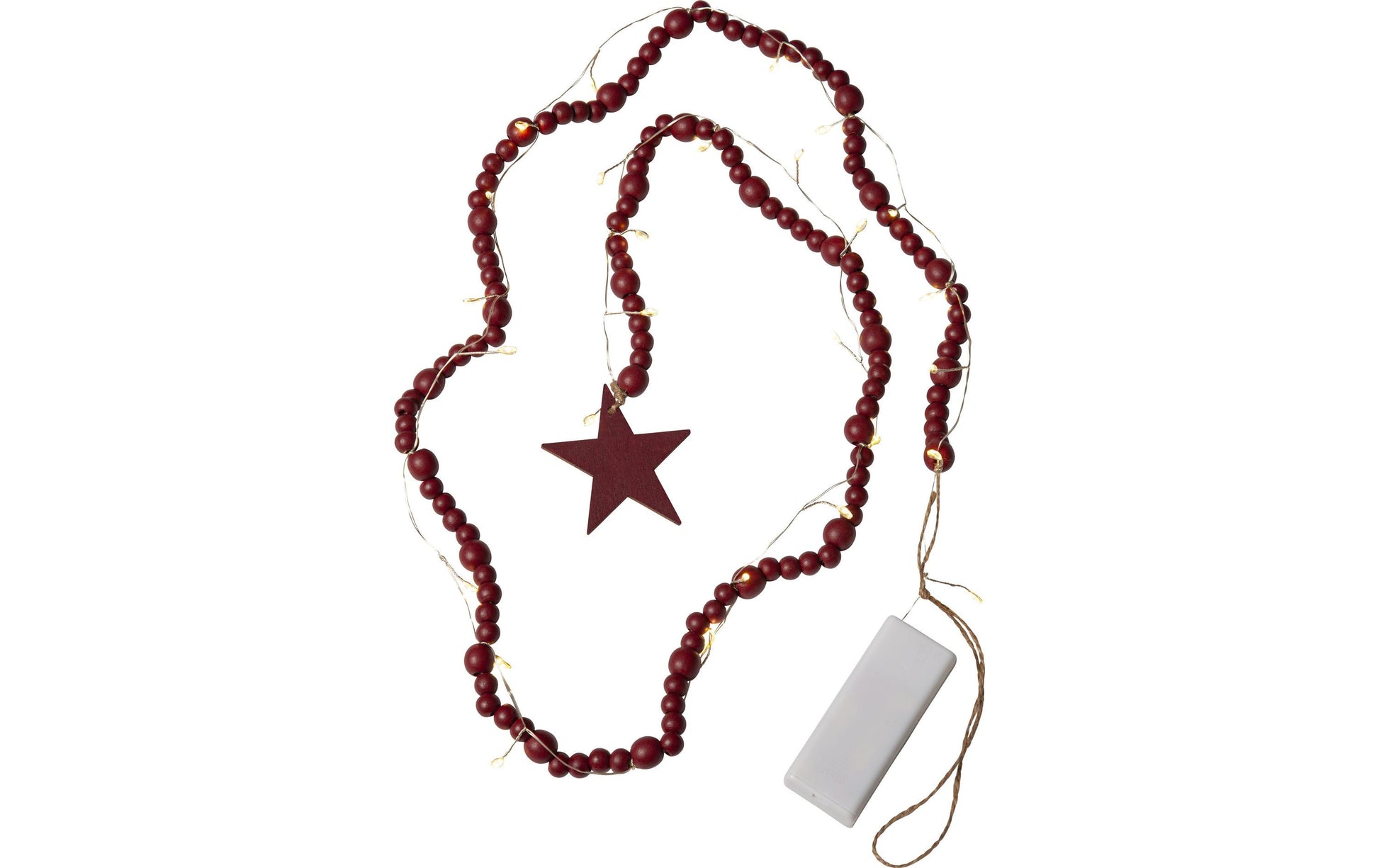 Star Trading Lichterkette Beady – 30 LEDs, 1,5 m, batteriebetrieben, warmweiss, Timer – Rot