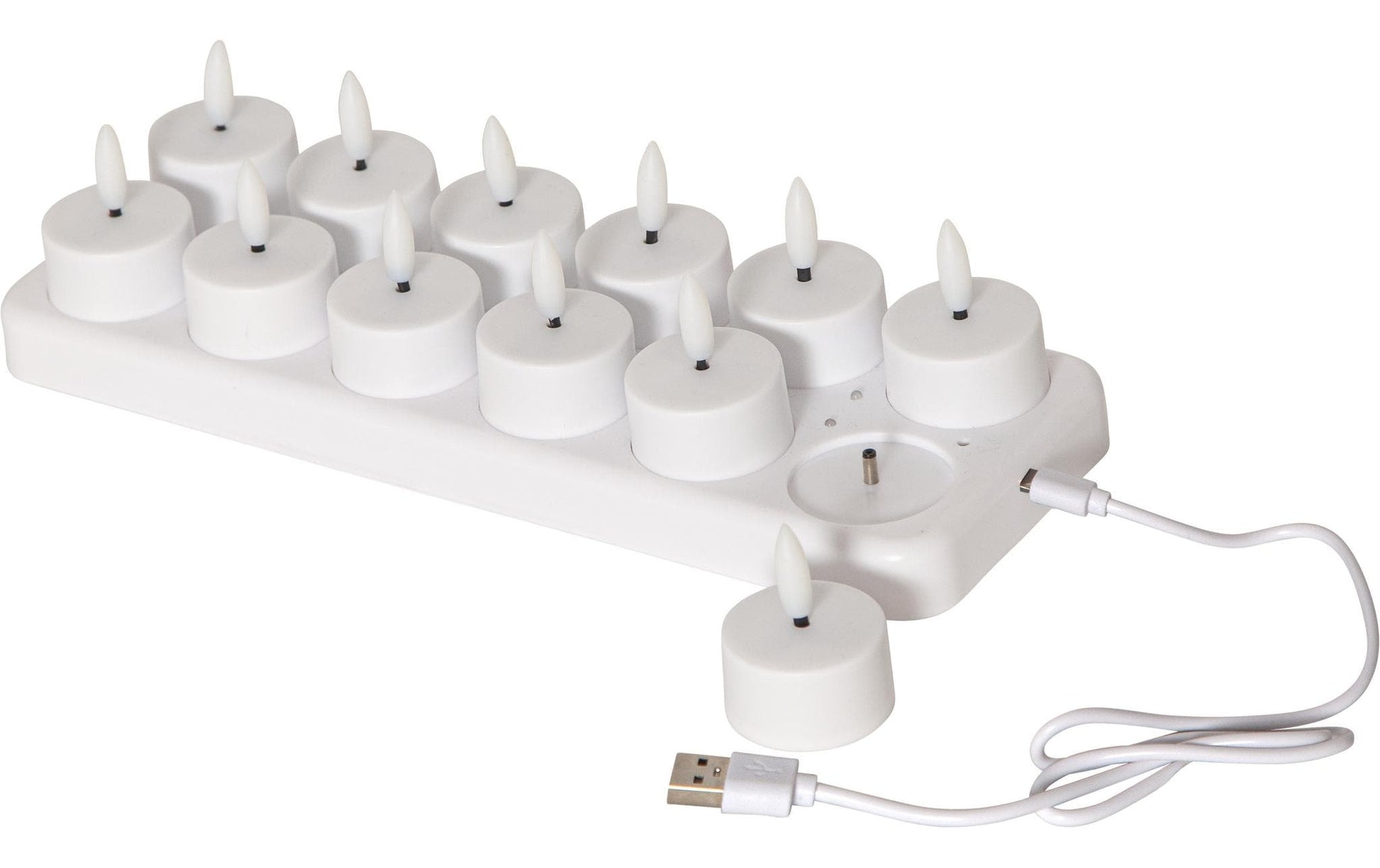 Star Trading LED-Teelicht – Warmweiss, Akku, IP20, 12er-Pack – Weiss