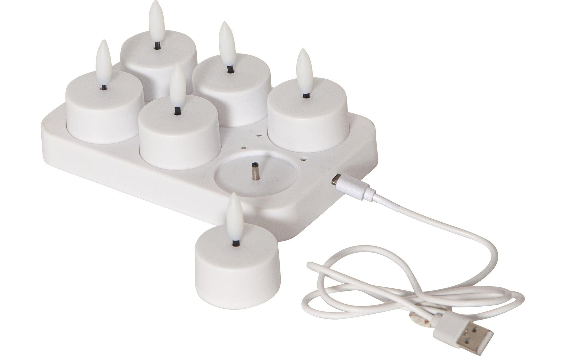 Star Trading LED-Teelicht – Akku, 6er-Pack, IP20, 4 cm – Weiss