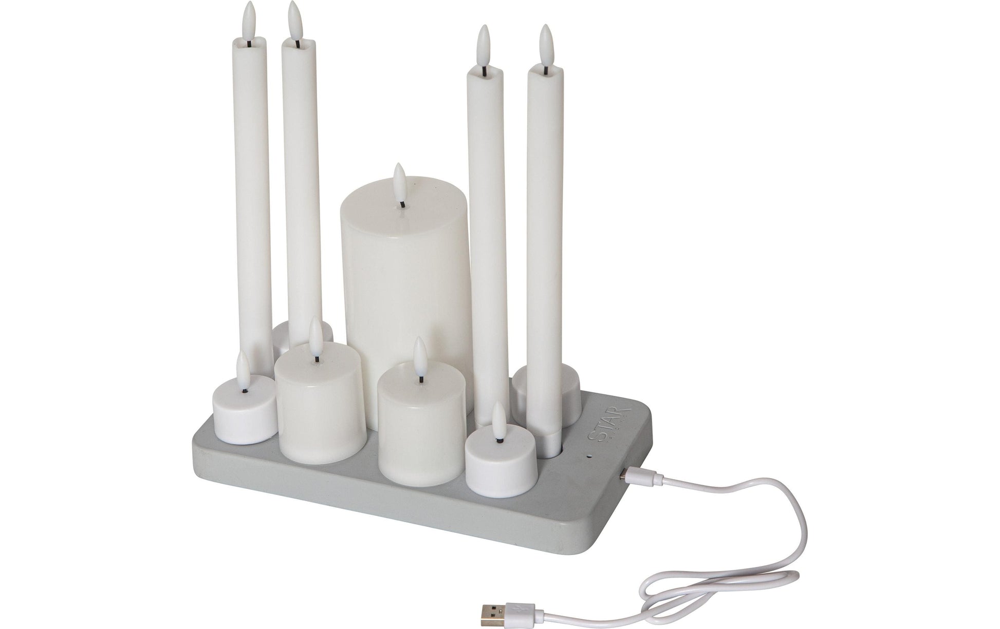 Star Trading Dekoratives Licht – Set, 24 × 12 × 27 cm, Warmweiss, Weiss, Akku, USB