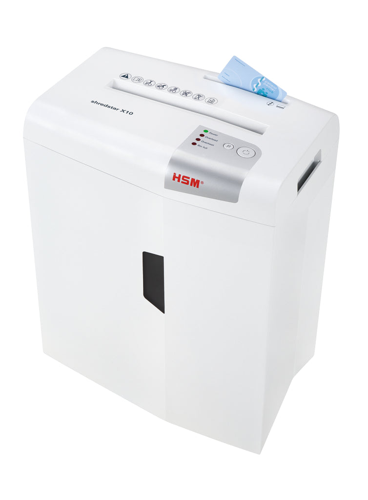 HSM Shredstar X10 – Aktenvernichter, DIN P-4, Partikelschnitt 4,5 × 30 mm, 10 Blatt, 20 l, A4