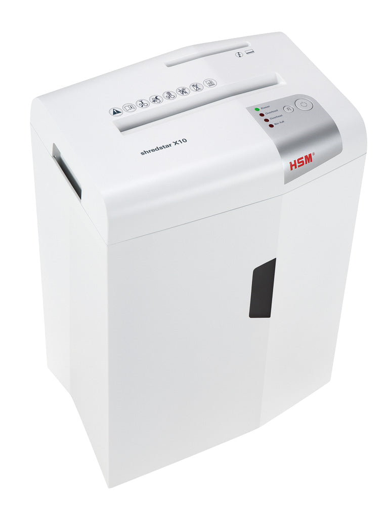 HSM Shredstar X10 – Aktenvernichter, DIN P-4, Partikelschnitt 4,5 × 30 mm, 10 Blatt, 20 l, A4