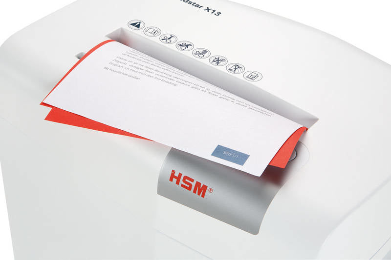 HSM shredstar X13 – Aktenvernichter, DIN P-4, Partikelschnitt 4 × 37 mm, 13 Blatt, 23 l