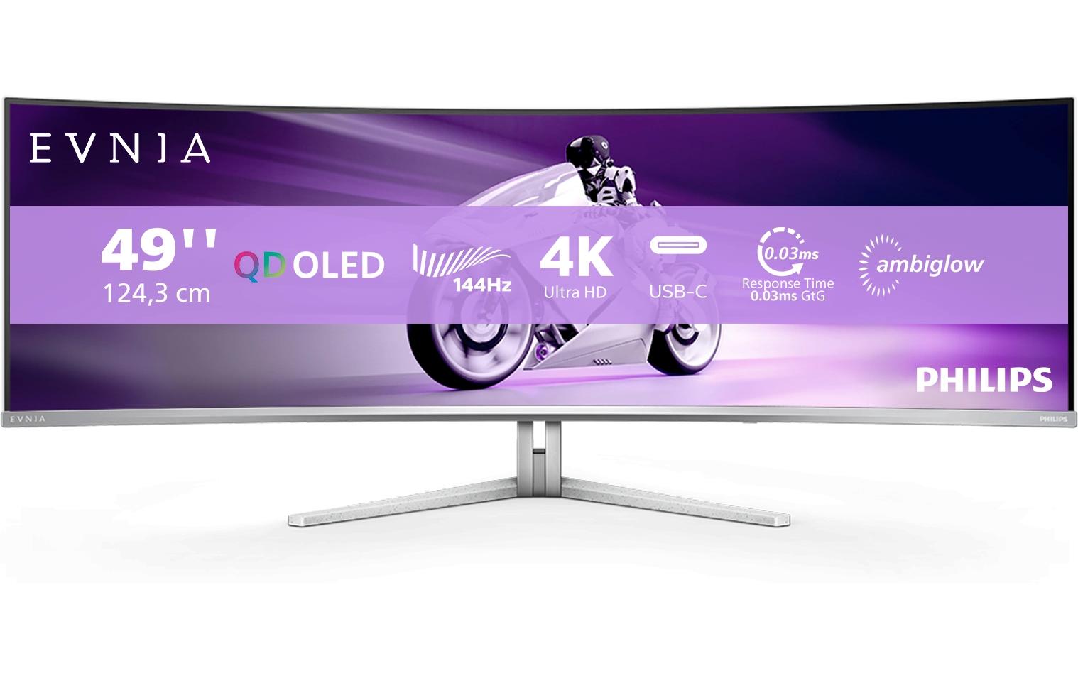 Philips Evnia 8000 49M2C8900L/00 – Monitor, 48,9", 250 cd/m², USB-C, KVM, Lautsprecher, VESA 100 × 100, Weiss
