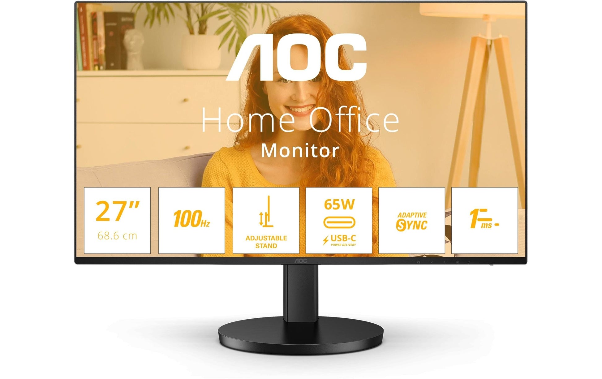 AOC Q27B3CF2 – Monitor, 27", 2560 × 1440 (WQHD), IPS, 100 Hz, 350 cd/m², USB-C, VESA 100 × 100, Schwarz