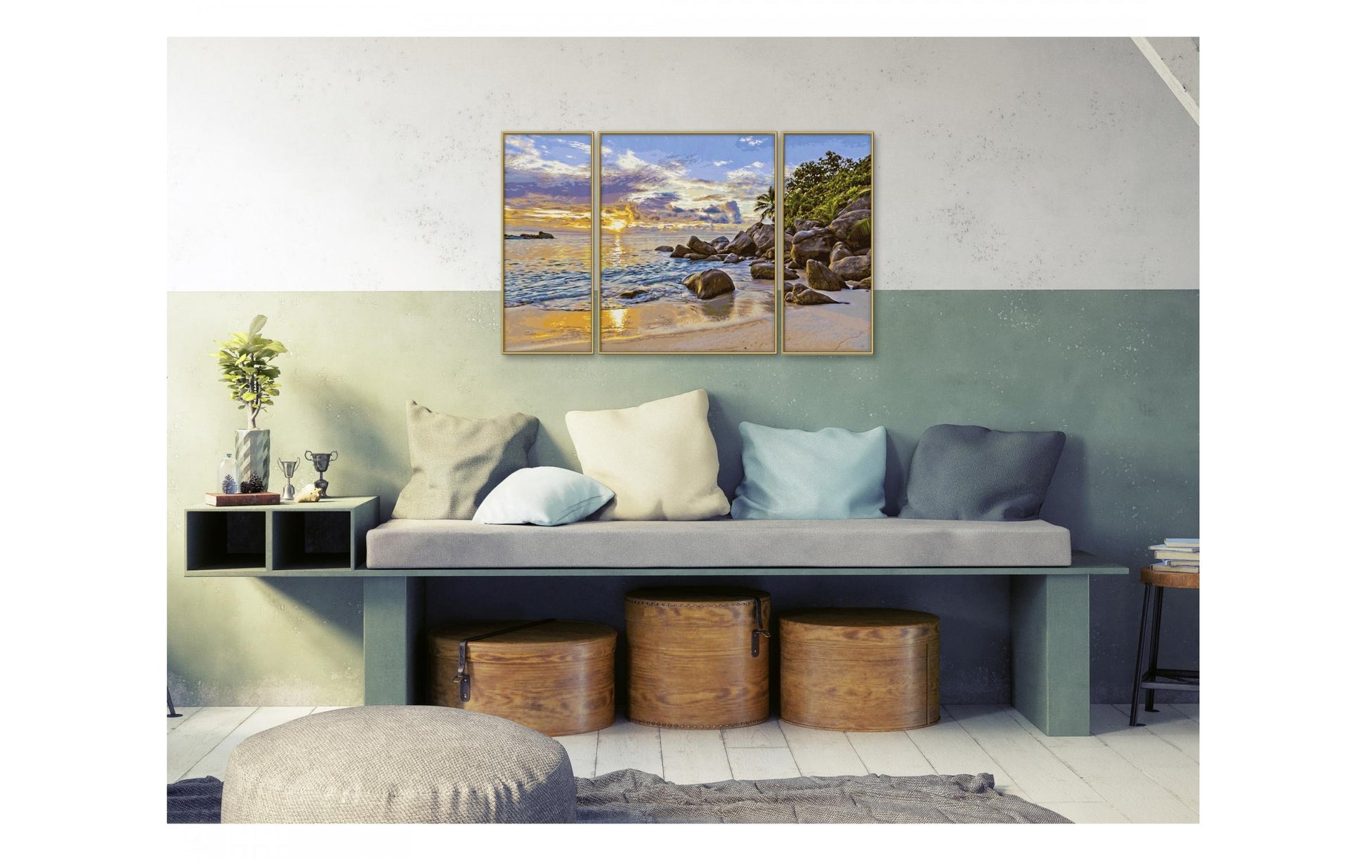 Schipper Malen-nach-Zahlen-Set – Abendstimmung im Paradies – 3-teilig, 80 × 50 cm – ab 14 Jahren