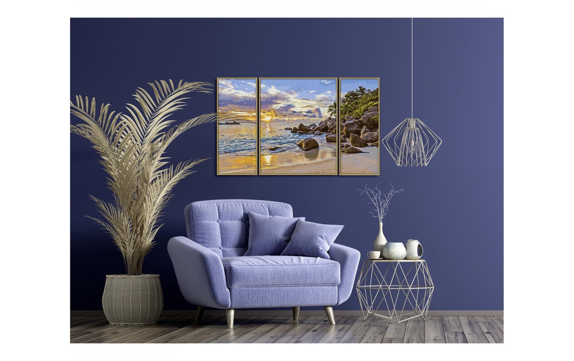 Schipper Malen-nach-Zahlen-Set – Abendstimmung im Paradies – 3-teilig, 80 × 50 cm – ab 14 Jahren