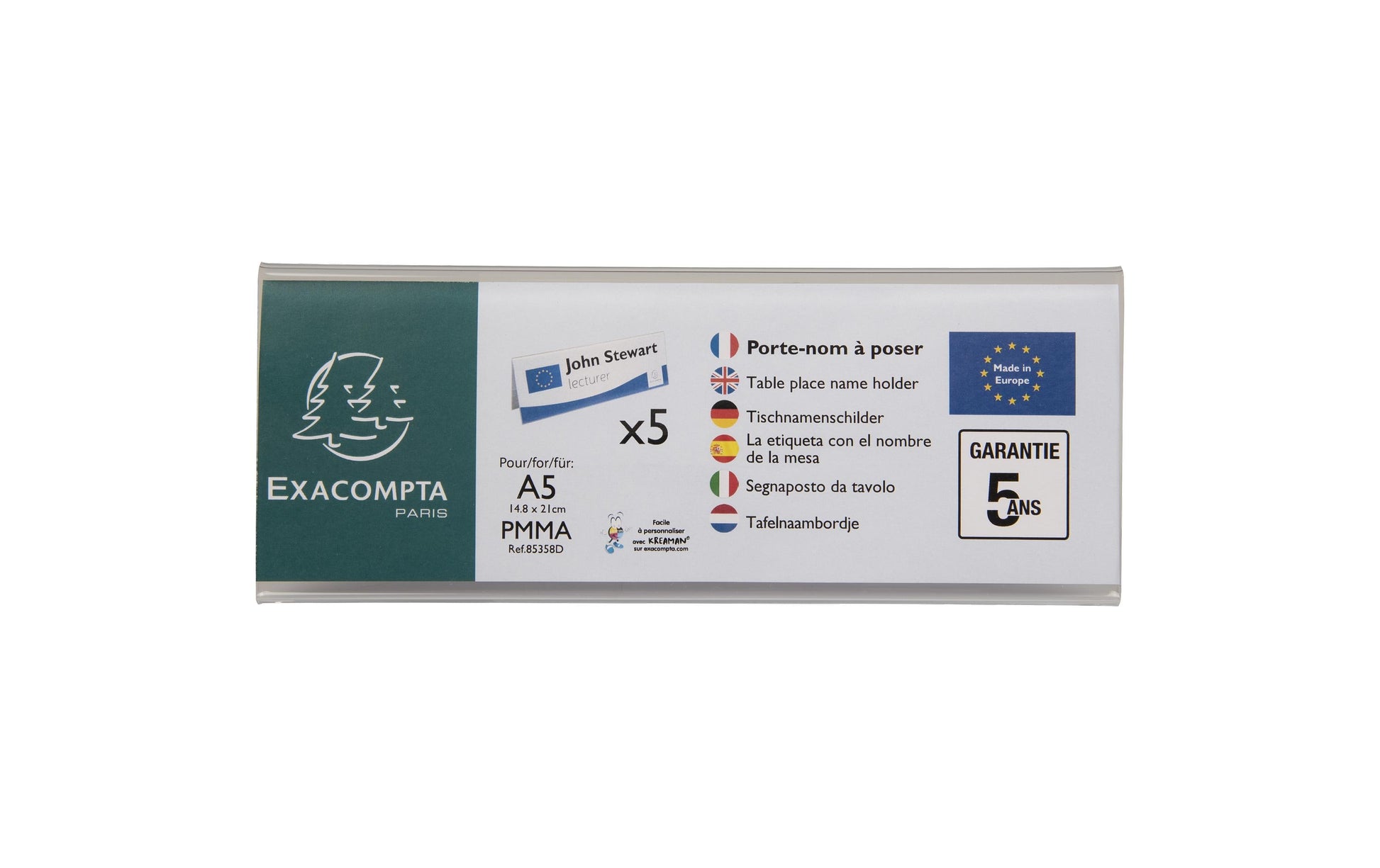 Exacompta Kennzeichnungstasche 85358D – für A5 – UV-beständig – transparent – Acryl – 5 Stk.