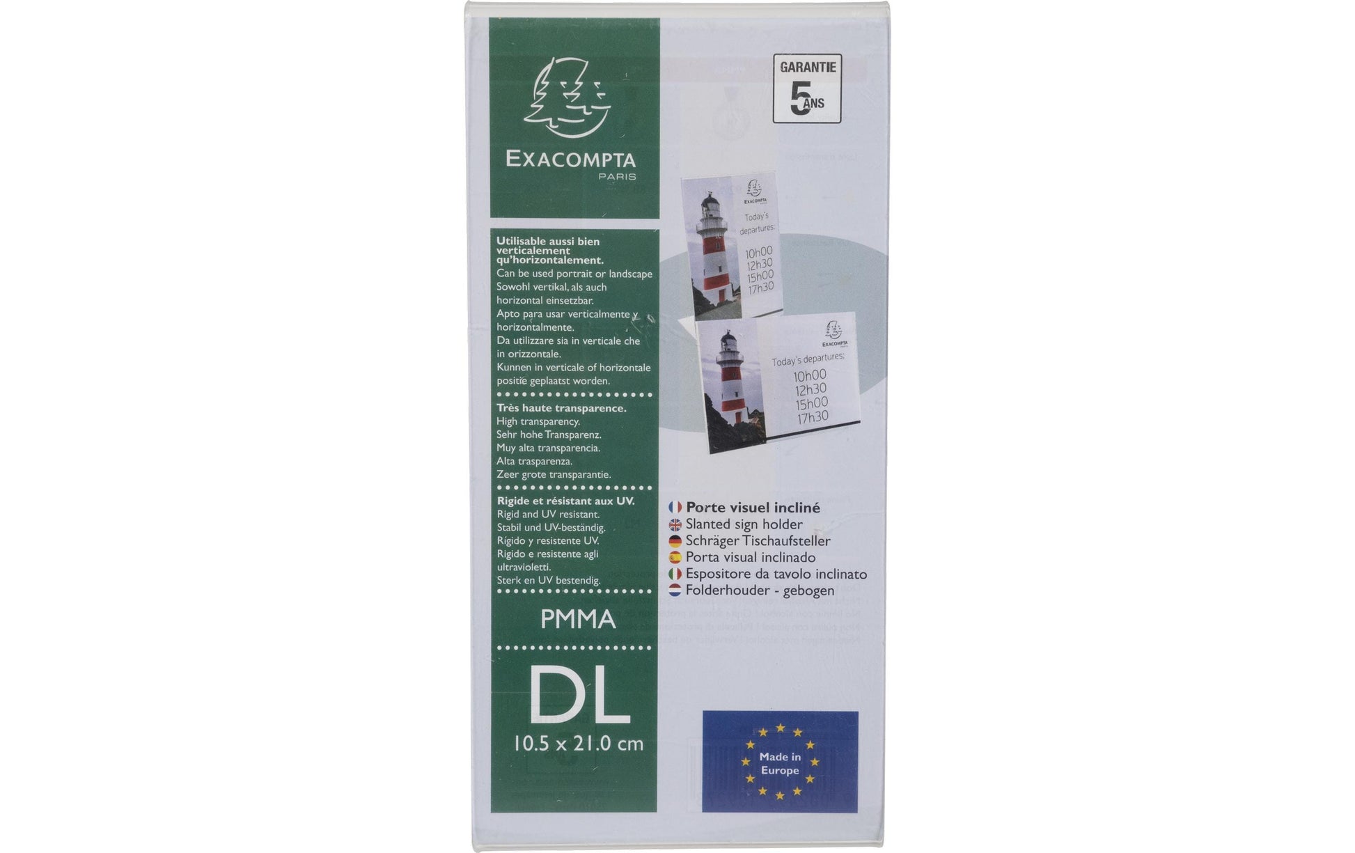 Exacompta Tischaufsteller – für DL – hoch – transparent – Acryl – 100 × 212 × 76 mm – 1 Stk.