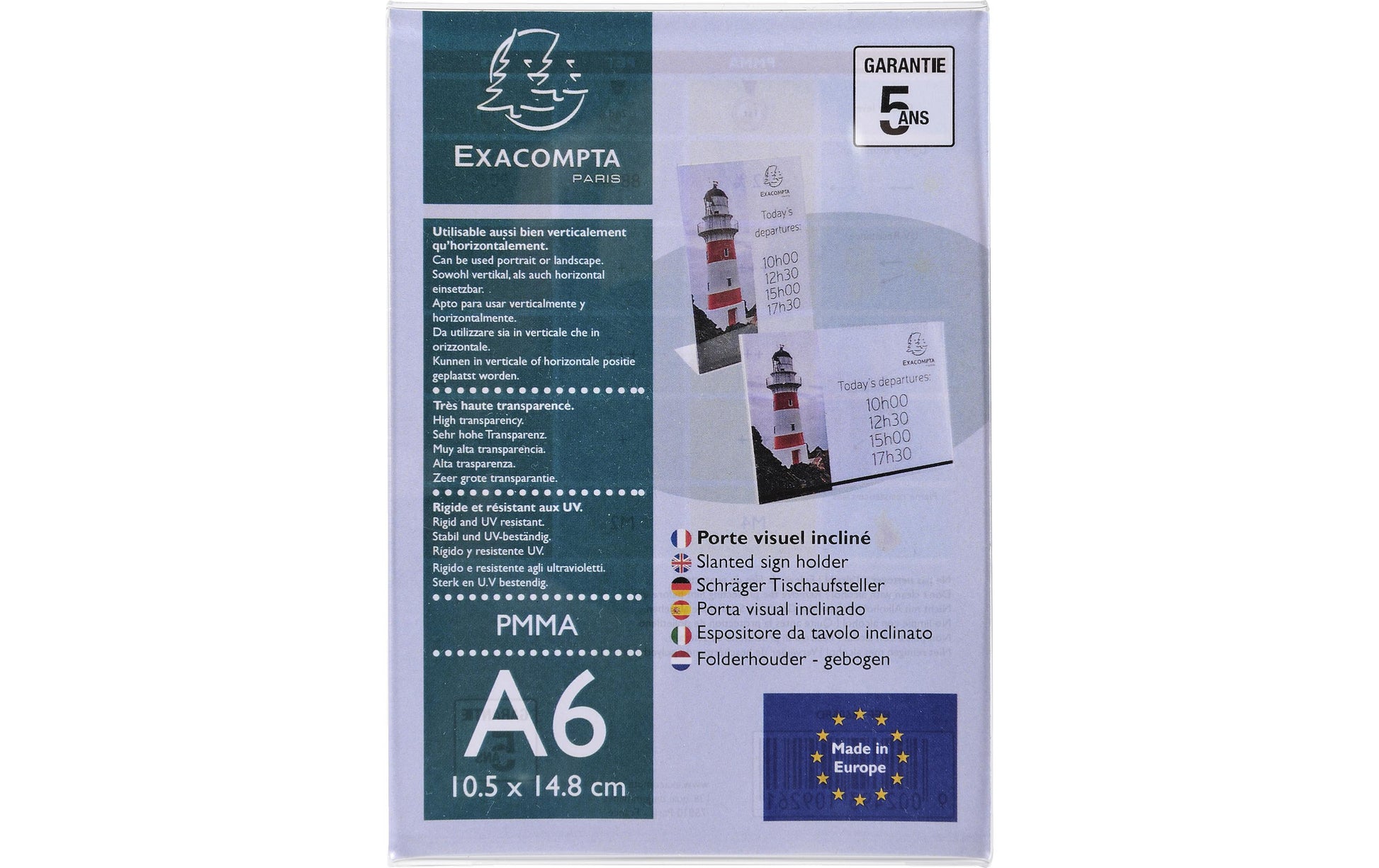 Exacompta Tischaufsteller – für A6 – transparent – Acryl – 105×154×55 mm – 1 Stk.