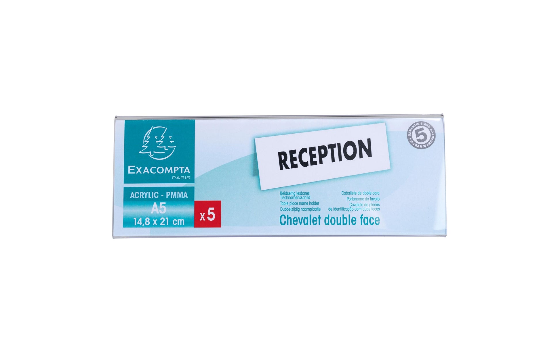 Exacompta Kennzeichnungstasche 85358D – für A5 – UV-beständig – transparent – Acryl – 5 Stk.