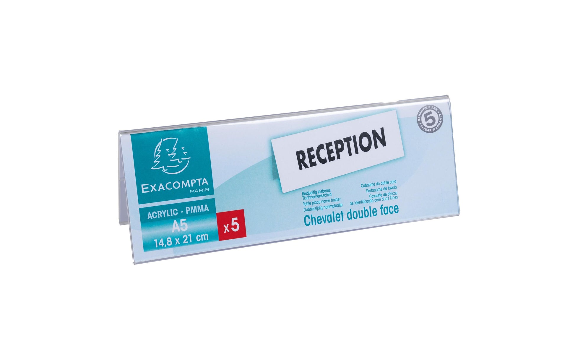 Exacompta Kennzeichnungstasche 85358D – für A5 – UV-beständig – transparent – Acryl – 5 Stk.