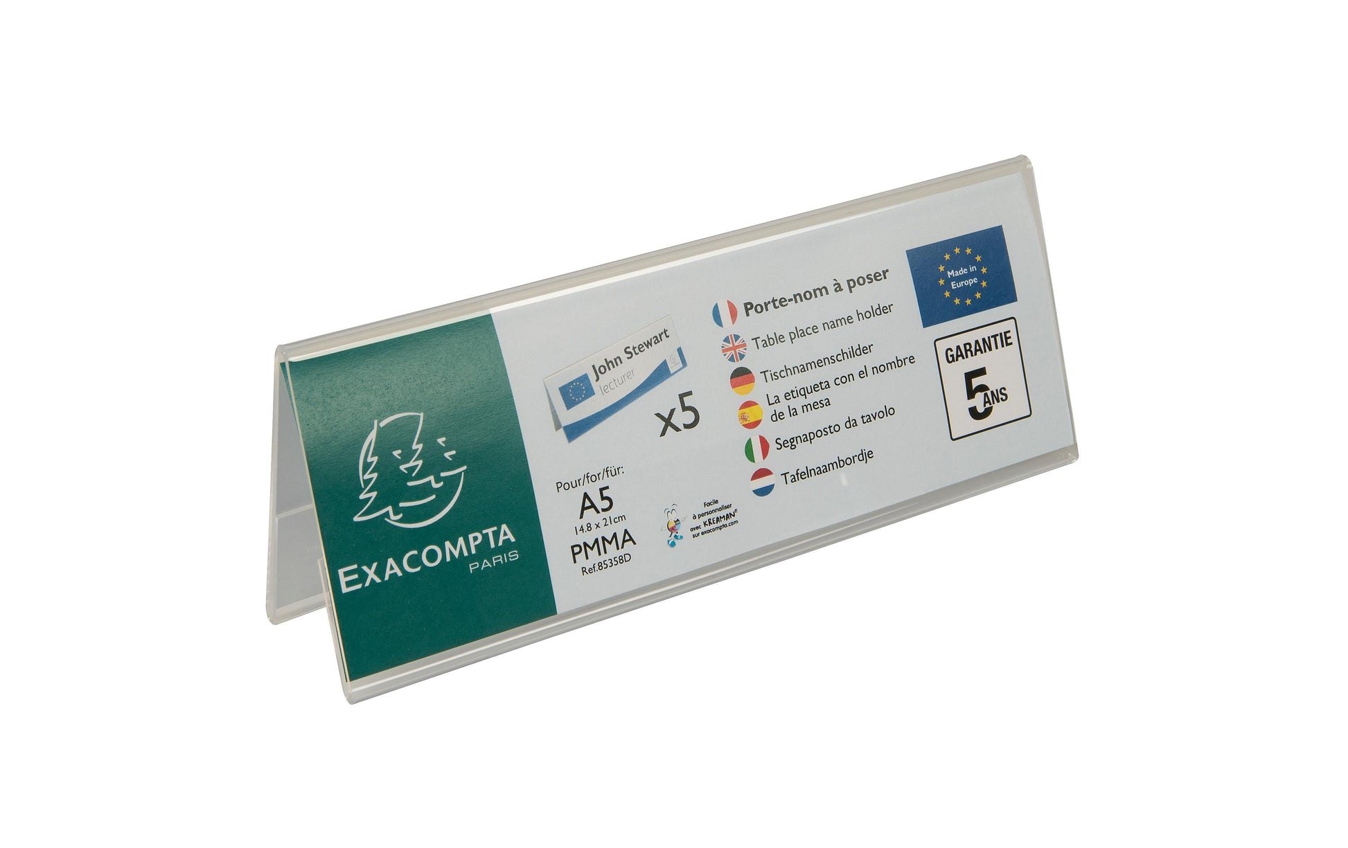 Exacompta Kennzeichnungstasche 85358D – für A5 – UV-beständig – transparent – Acryl – 5 Stk.