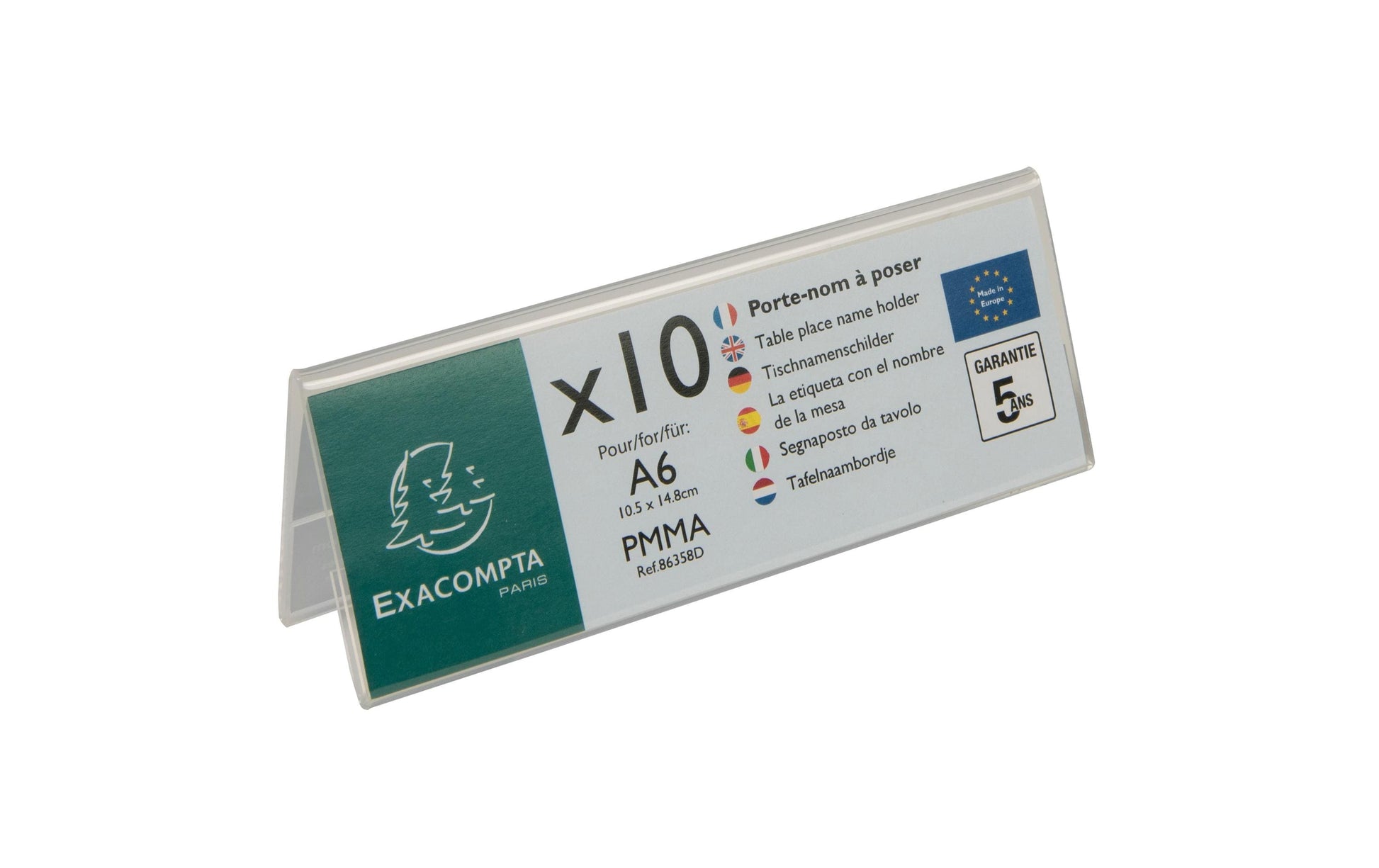 Exacompta Tischaufsteller – für A6 – quer – transparent – Acryl – 10 Stk.