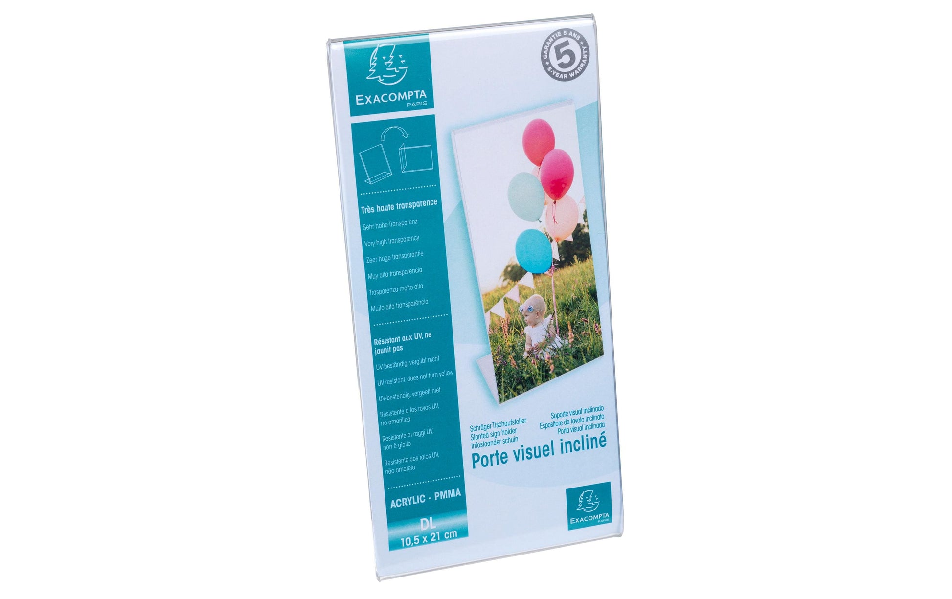 Exacompta Tischaufsteller – für DL – hoch – transparent – Acryl – 100 × 212 × 76 mm – 1 Stk.
