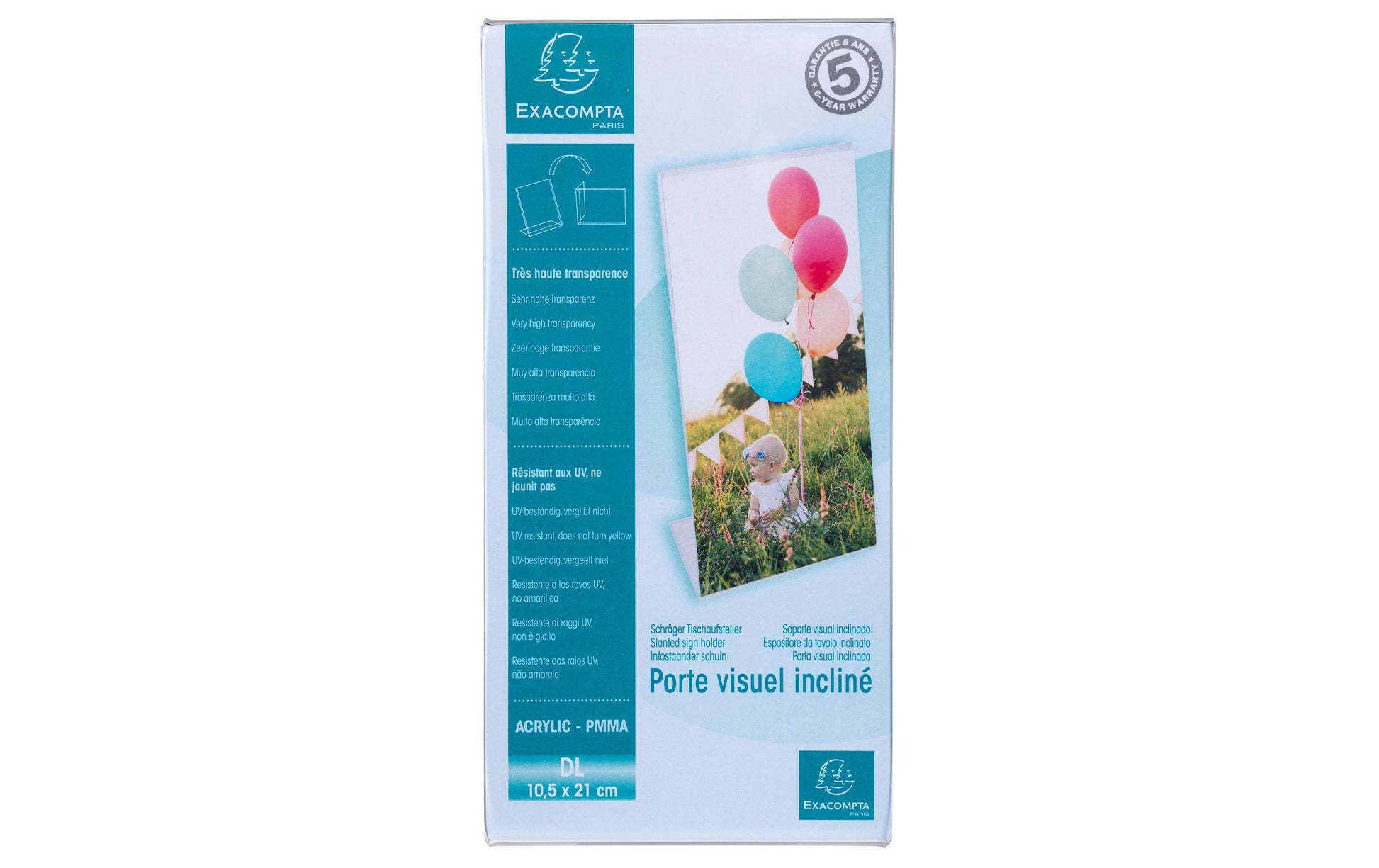 Exacompta Tischaufsteller – für DL – hoch – transparent – Acryl – 100 × 212 × 76 mm – 1 Stk.