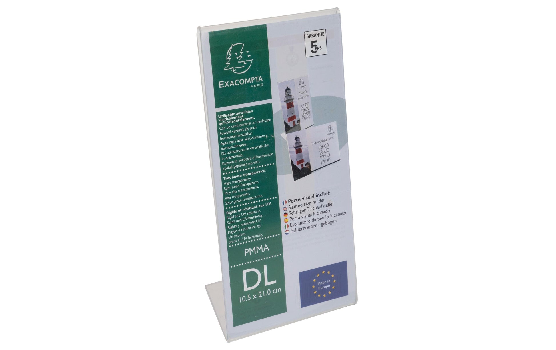 Exacompta Tischaufsteller – für DL – hoch – transparent – Acryl – 100 × 212 × 76 mm – 1 Stk.