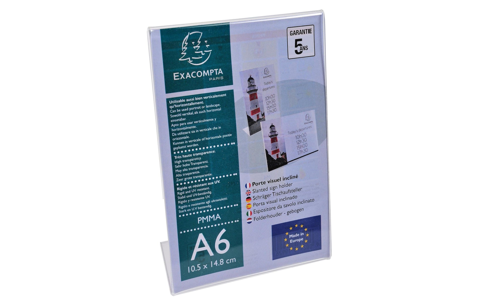 Exacompta Tischaufsteller – für A6 – transparent – Acryl – 105×154×55 mm – 1 Stk.