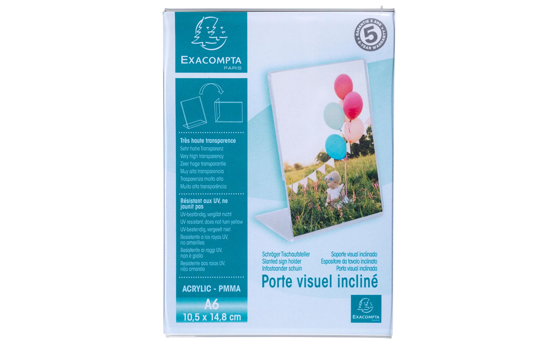 Exacompta Tischaufsteller – für A6 – transparent – Acryl – 105×154×55 mm – 1 Stk.