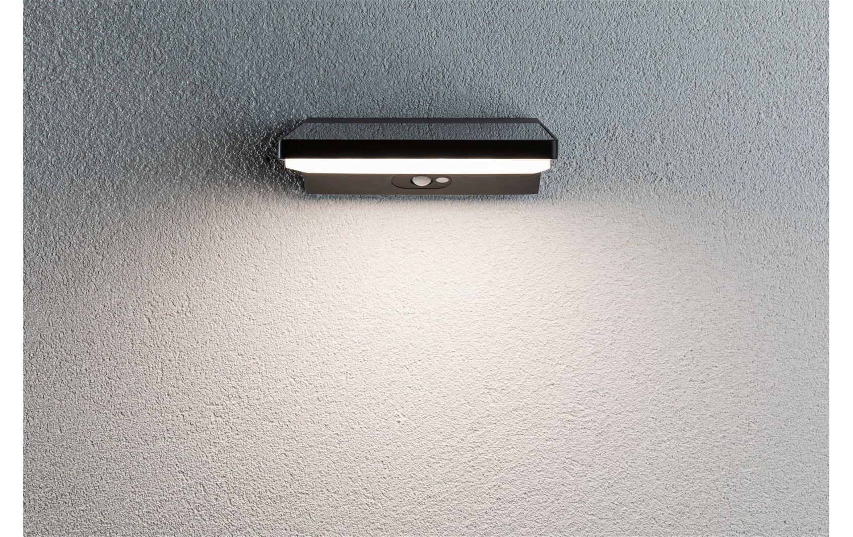 Paulmann Aussenwandleuchte – 3000 K – IP44 – Solarbetrieb – mit Bewegungsmelder – Anthrazit – Aluminium