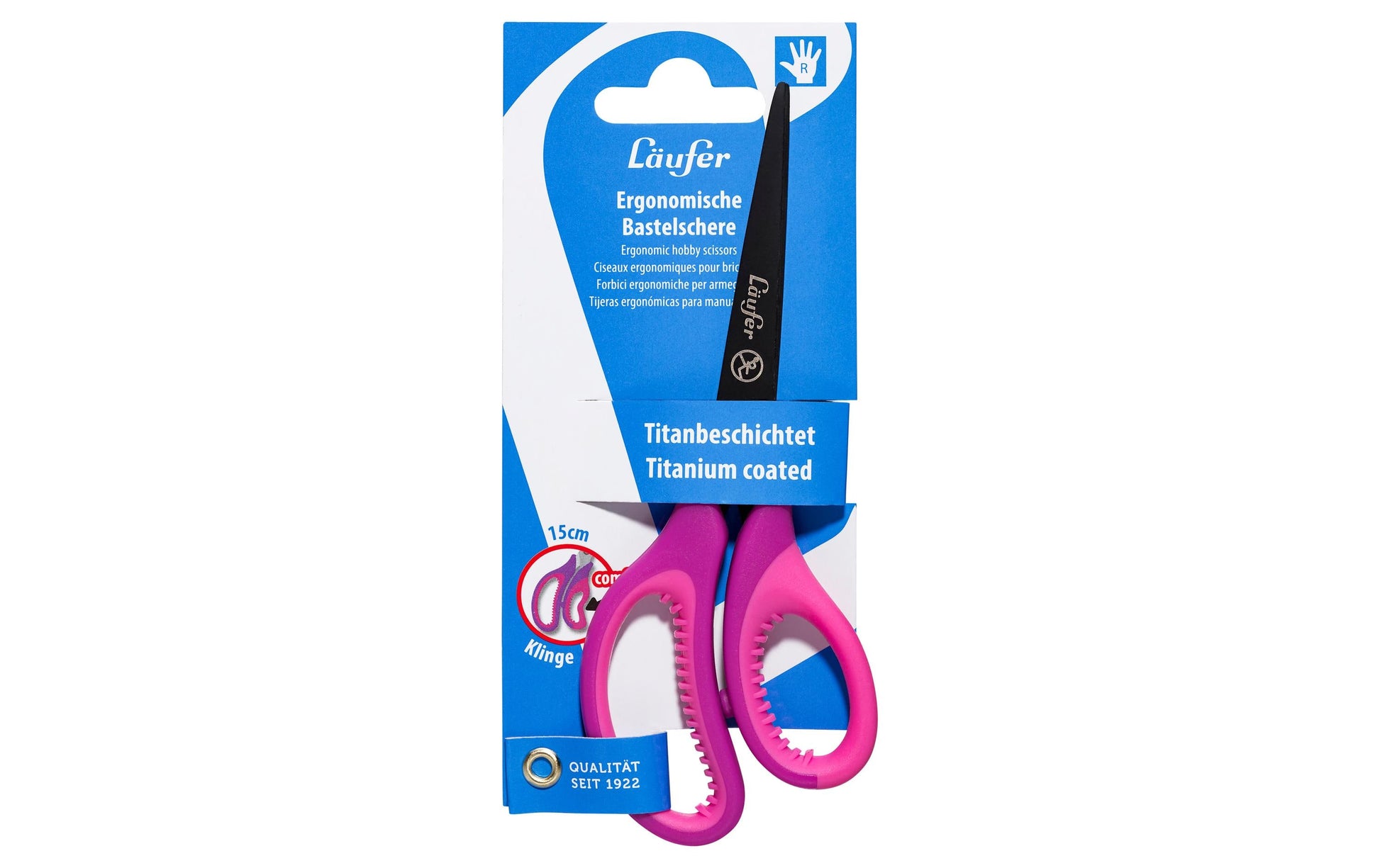 Laufer Läufer Kinderschere 13,0 cm, spitz, für Rechtshänder – Edelstahl, ergonomischer Griff, Lila/Rosa