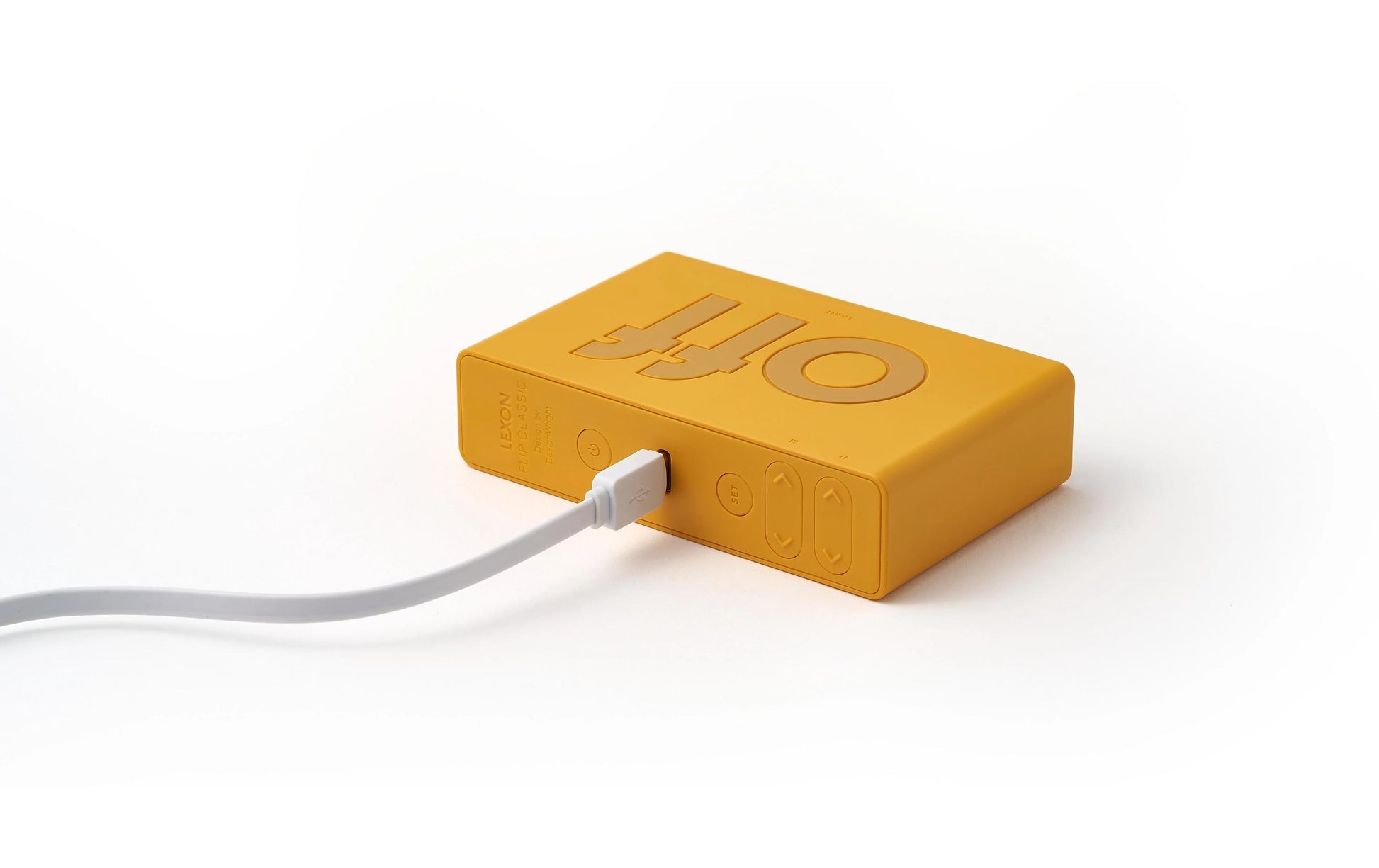 Lexon Wecker Flip Classic – digital – 10,4 × 2,6 × 6,5 cm, gelb, Schlummerfunktion