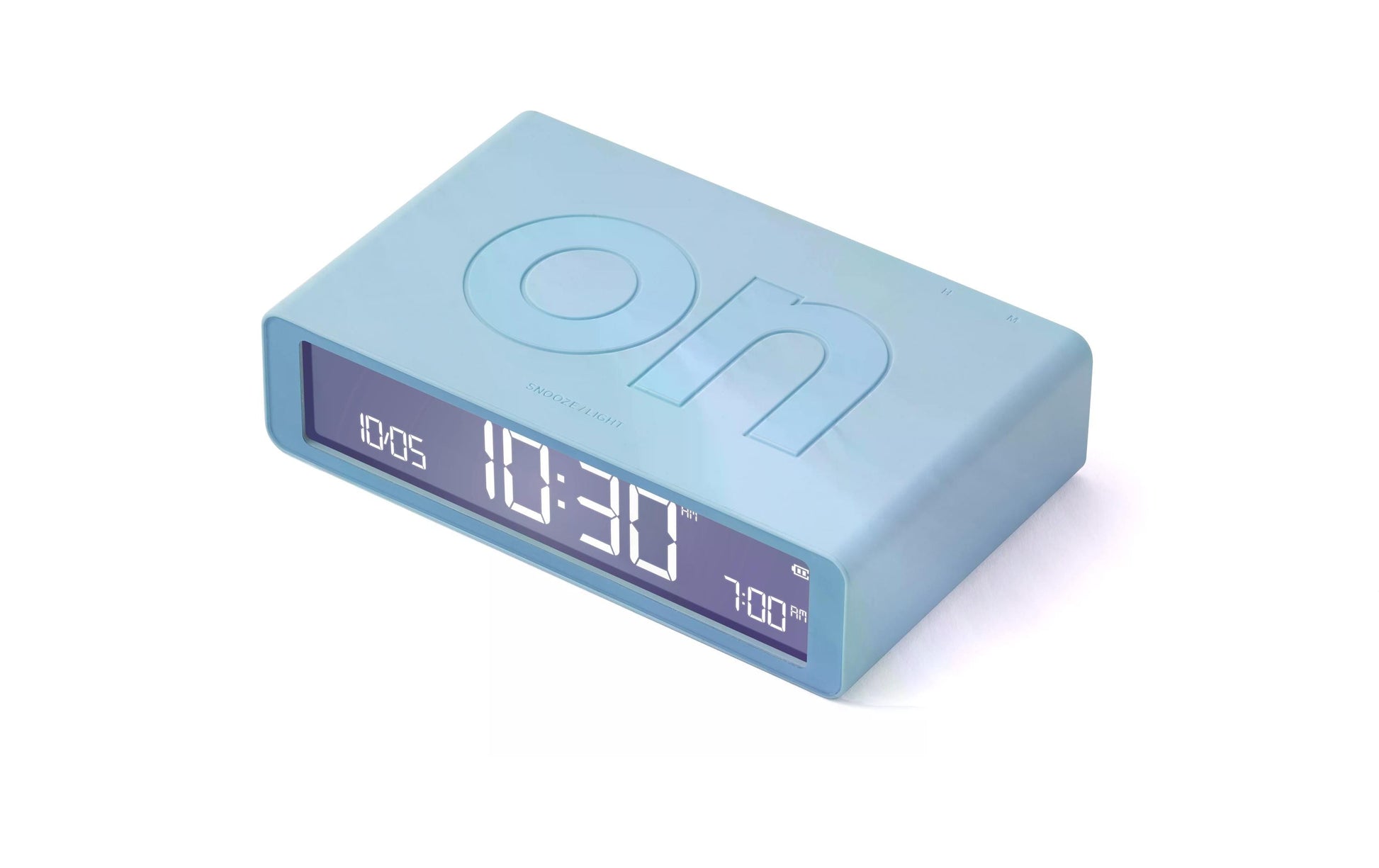 LEXON Flip Classic Digitalwecker – Funk, Snooze, USB, 10,4 × 2,6 × 6,5 cm, Hellblau