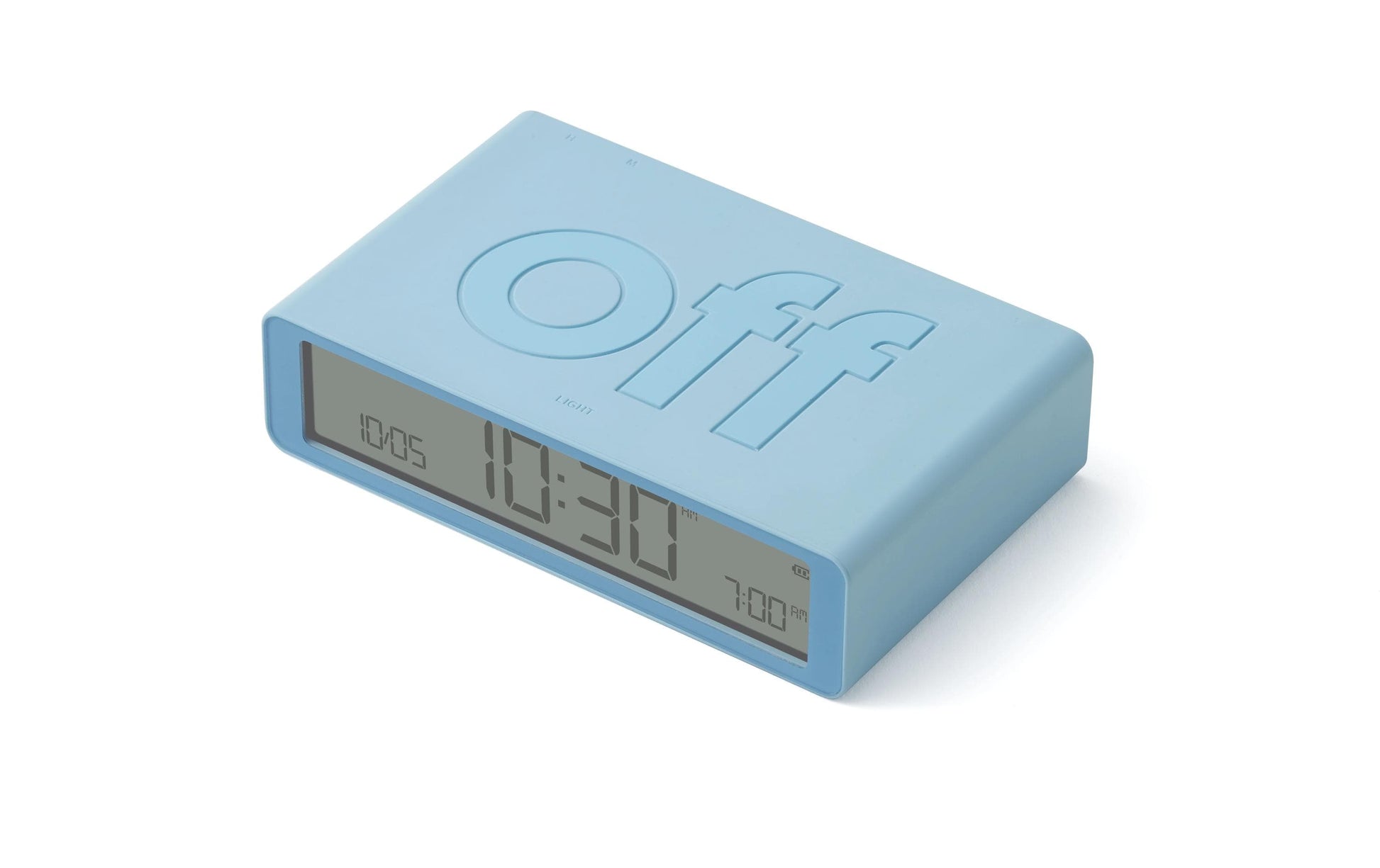 LEXON Flip Classic Digitalwecker – Funk, Snooze, USB, 10,4 × 2,6 × 6,5 cm, Hellblau