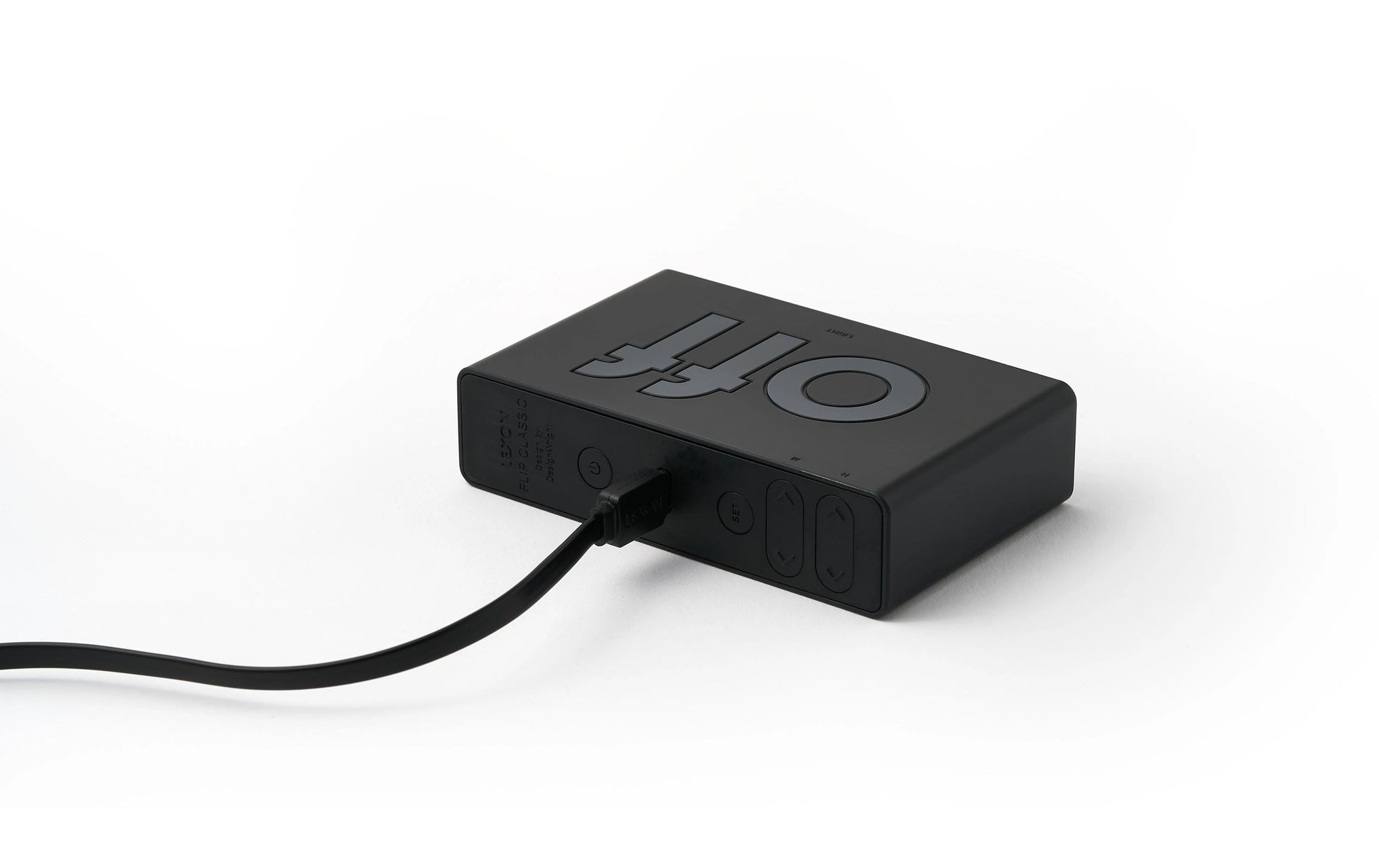 Lexon Wecker Flip Classic – digital – 10,4 × 2,6 × 6,5 cm, schwarz, Snooze, USB