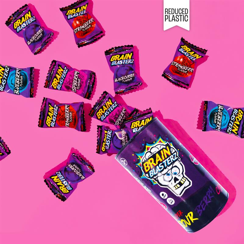 Brain Blasterz Berry Tub Lutschbonbons – Beerengeschmack – 12 Stück