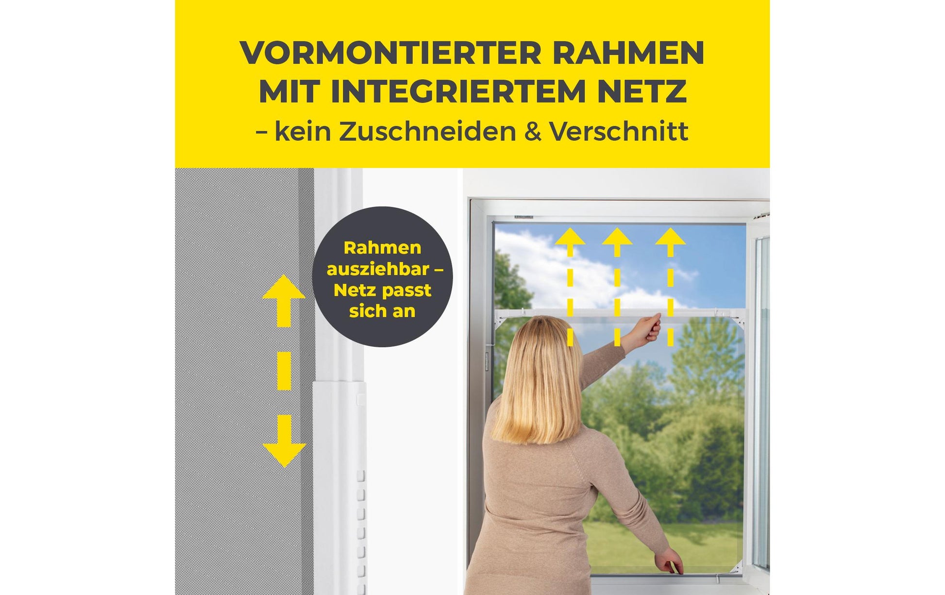 EASYmaxx 14308 Fenster-Fliegengitter – 73–120 × 83–140 cm – Weiss – Nylon – Aluminium-Rahmen