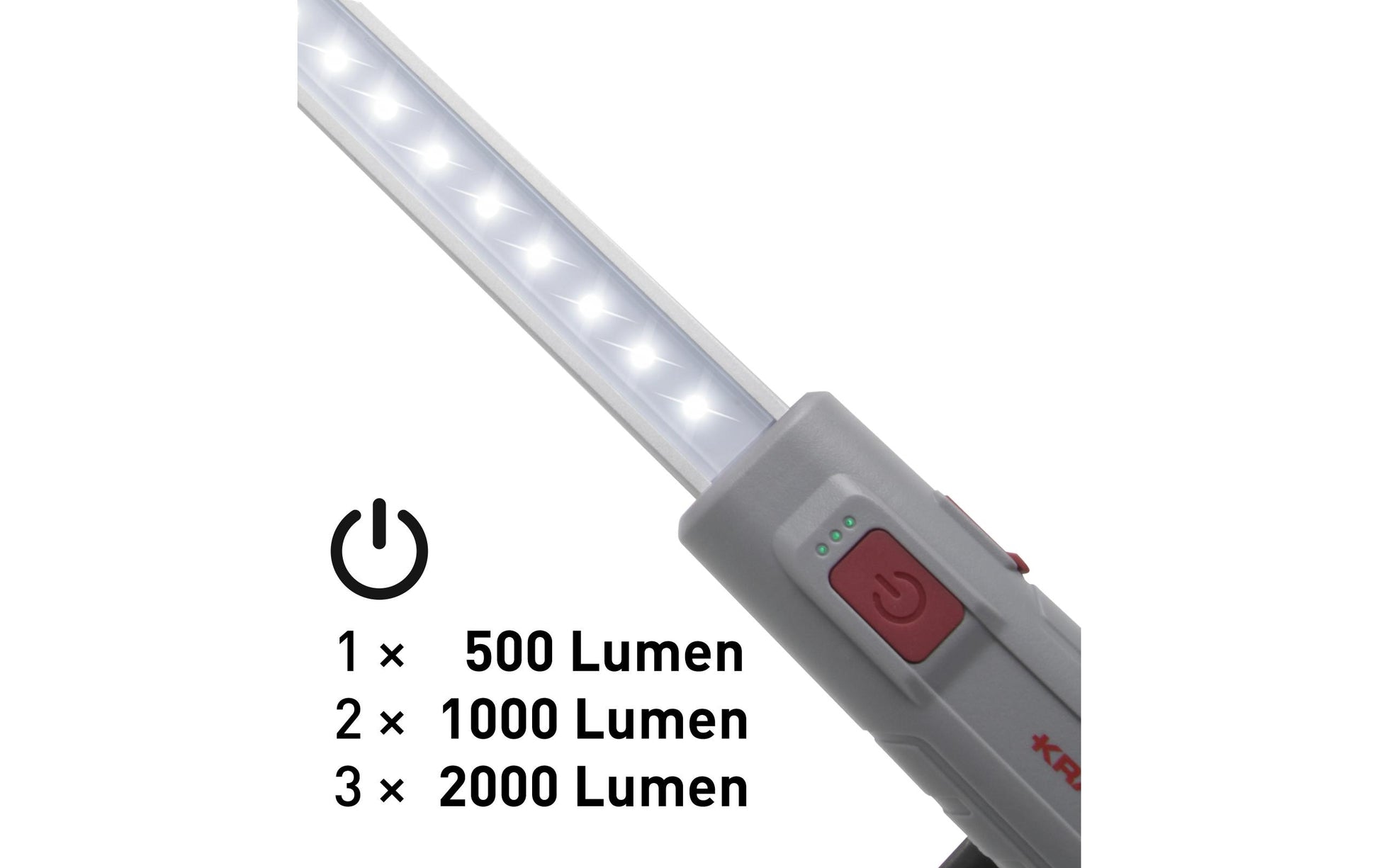 Kraftwerk Taschenlampe 702.004.000 – 2000 lm, dimmbar, 5000 mAh Akku, USB – Grau
