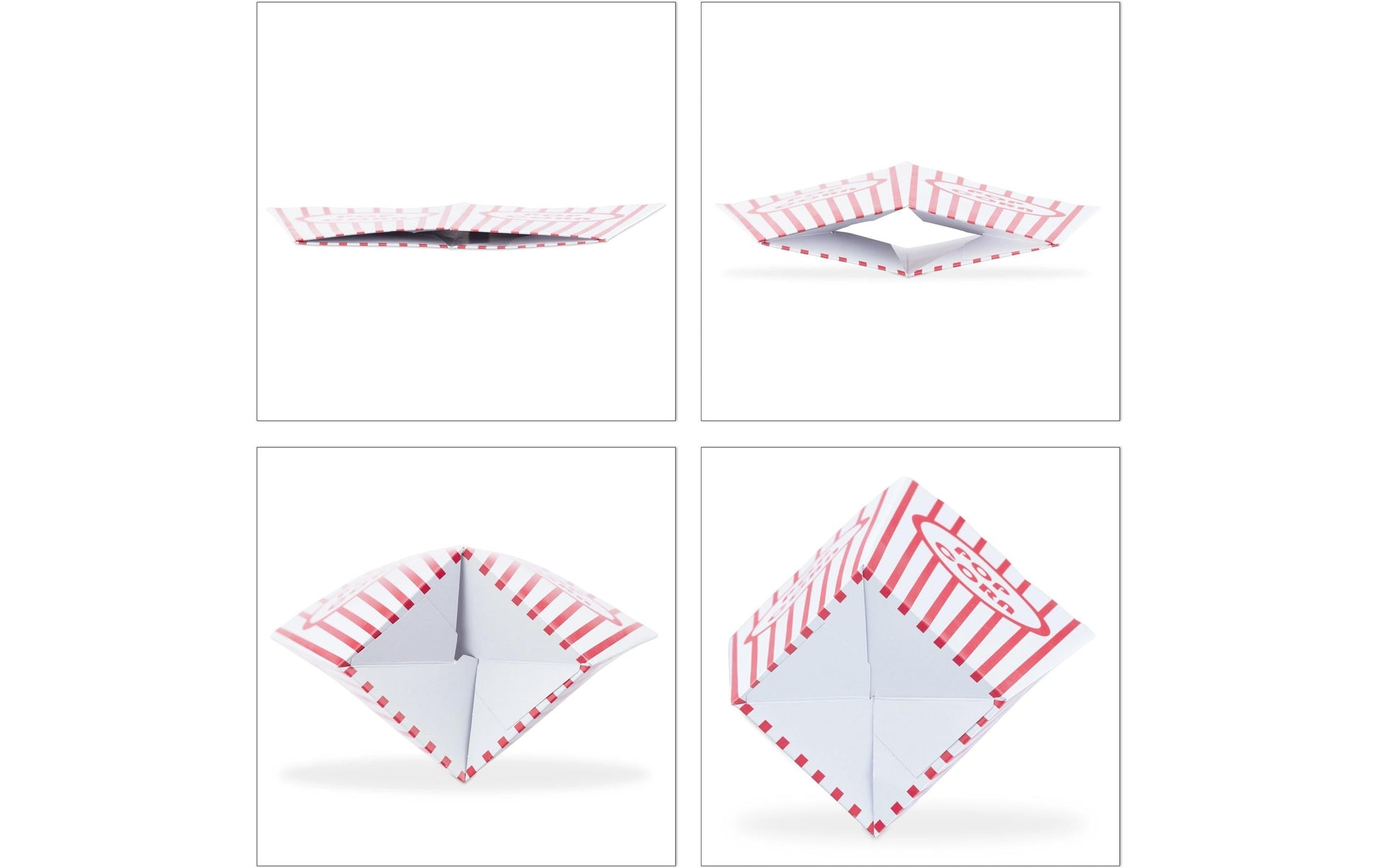 Relaxdays Popcorntüten, Papier/Karton – 16 × 10,5 × 10,5 cm, Rot/Weiss – 60 Stk.