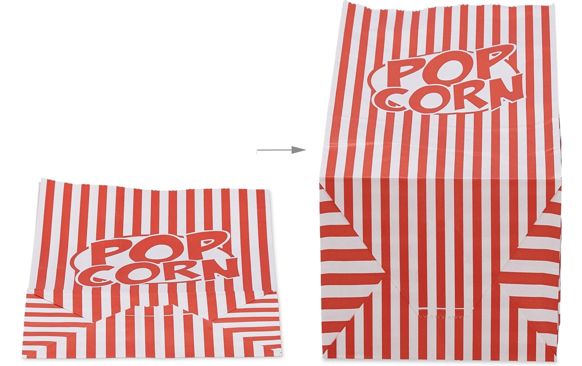Relaxdays Retro Popcorntüten, Papier, Rot/Weiss – 26 × 13 × 8 cm – 48 Stk.