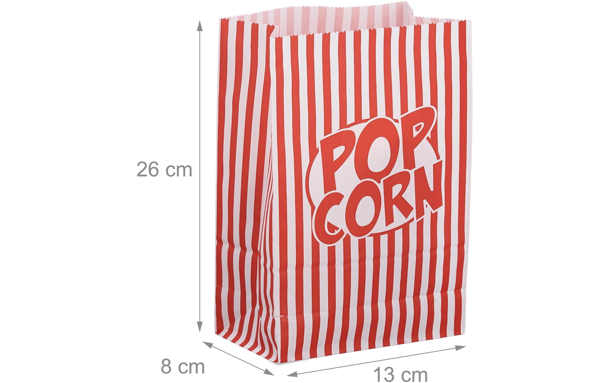 Relaxdays Retro Popcorntüten, Papier, Rot/Weiss – 26 × 13 × 8 cm – 48 Stk.
