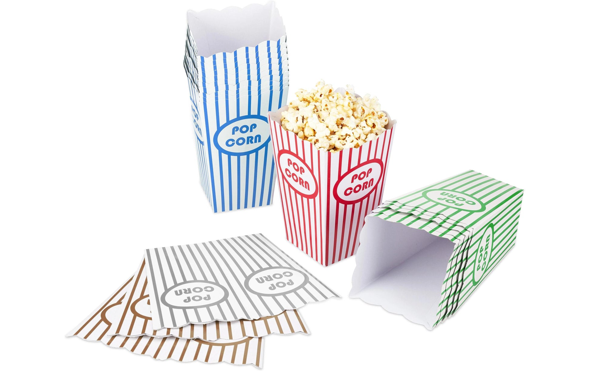 Relaxdays Popcorntüten, Papier, 10,5 × 16 cm, mehrfarbig – 50 Stk.