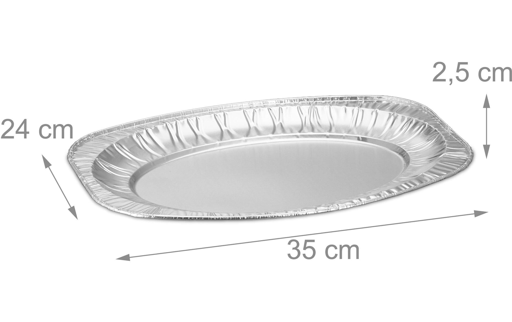 Relaxdays Servierplatte, Aluminium, Oval, 35 × 24 × 2,5 cm, Silber – 25 Stk.