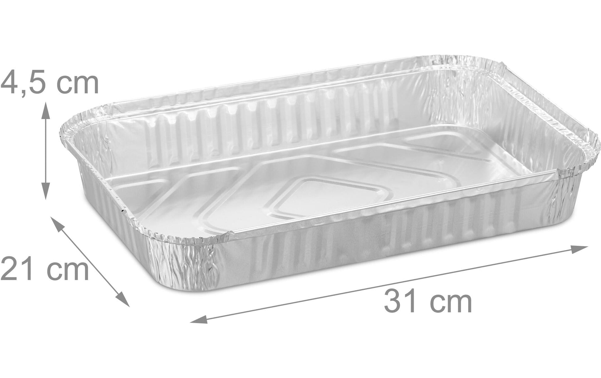 Relaxdays Grillschale, Aluminium, rechteckig – 310 × 210 × 45 mm, Silber – 50 Stk.