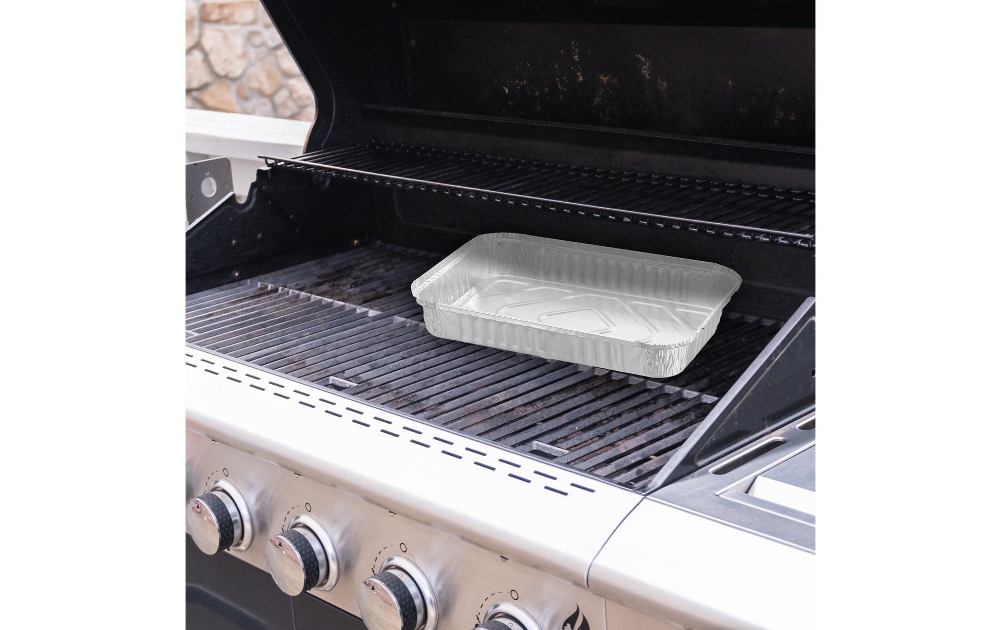 Relaxdays Grillschale, Aluminium, rechteckig – 310 × 210 × 45 mm, Silber – 50 Stk.