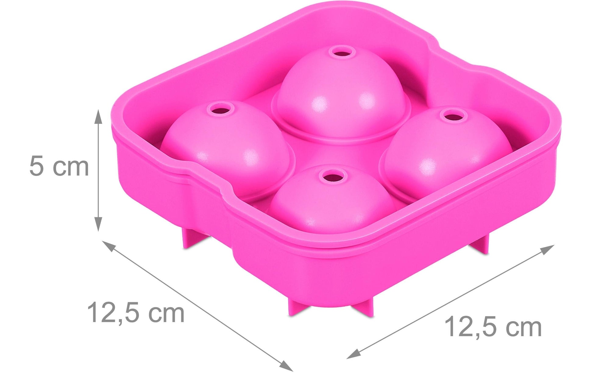 Relaxdays Eiswürfelform Kugel, 2er-Set, Ø 4,5 × 5 cm, Silikon, Pink