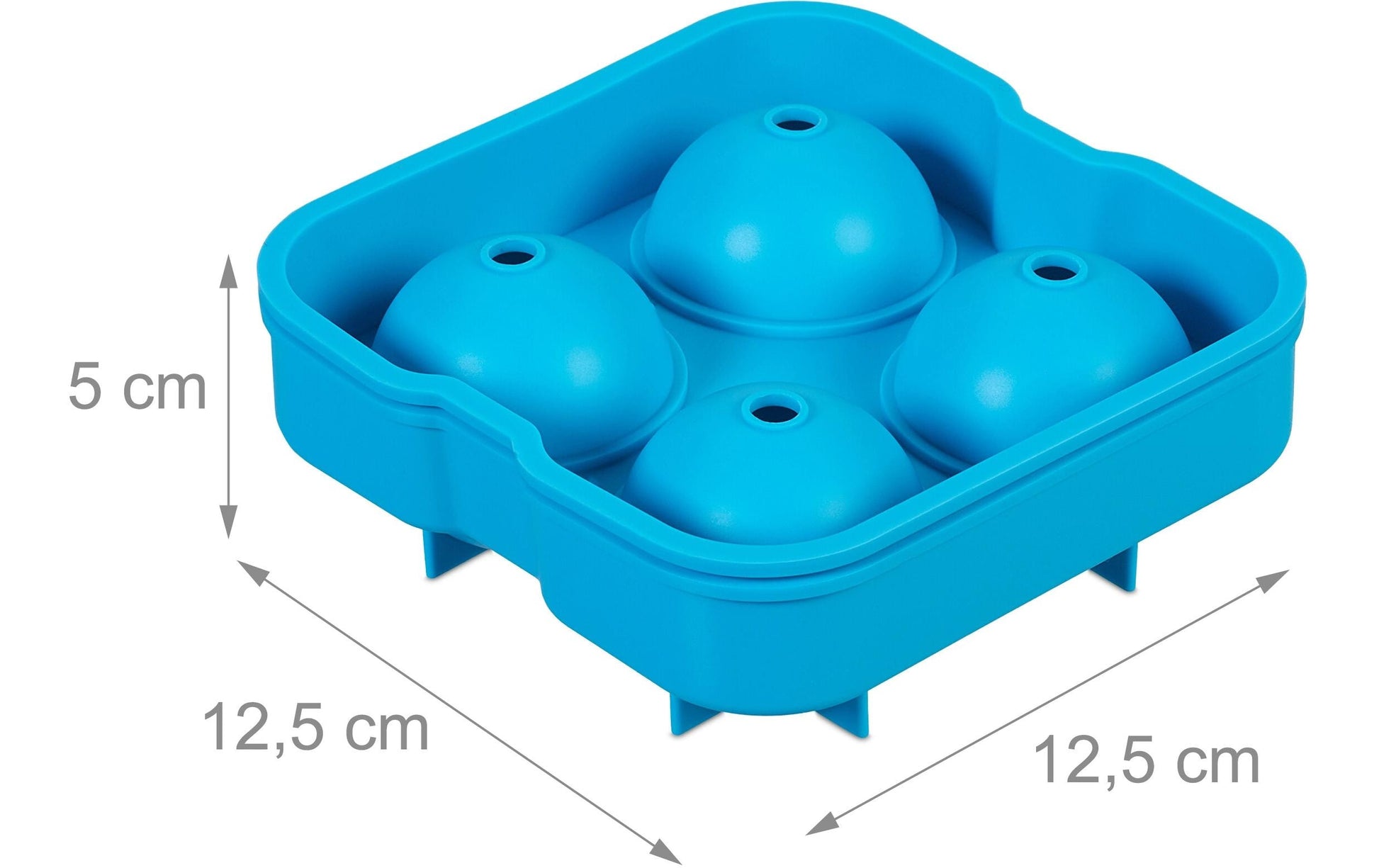 Relaxdays Eiswürfelform Kugel 2er-Set, Ø 4,5 cm × 5 cm, Silikon, Blau