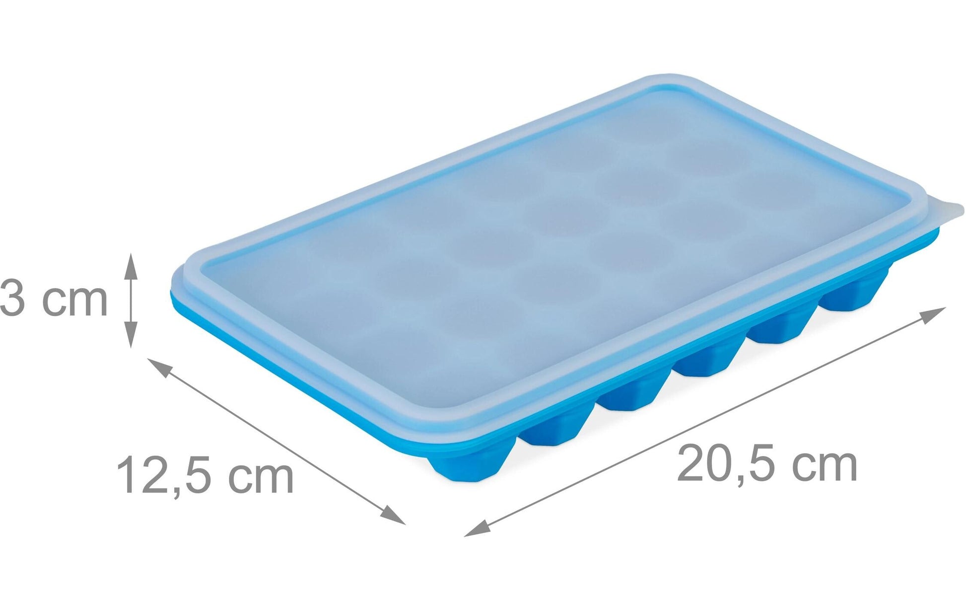 Relaxdays Eiswürfelform Diamant – 12,5 × 20,5 × 3 cm, Silikon, Blau, Transparent, 3 Stk., 24 Eiswürfel