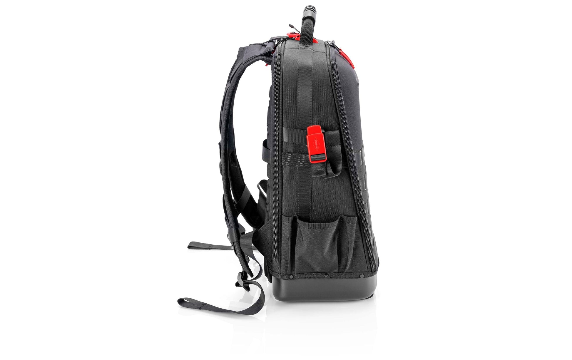 Knipex Modular X18 Werkzeugrucksack – leer, mit Schultergurt, schwarz/rot, B 340 × H 530 × T 210 mm