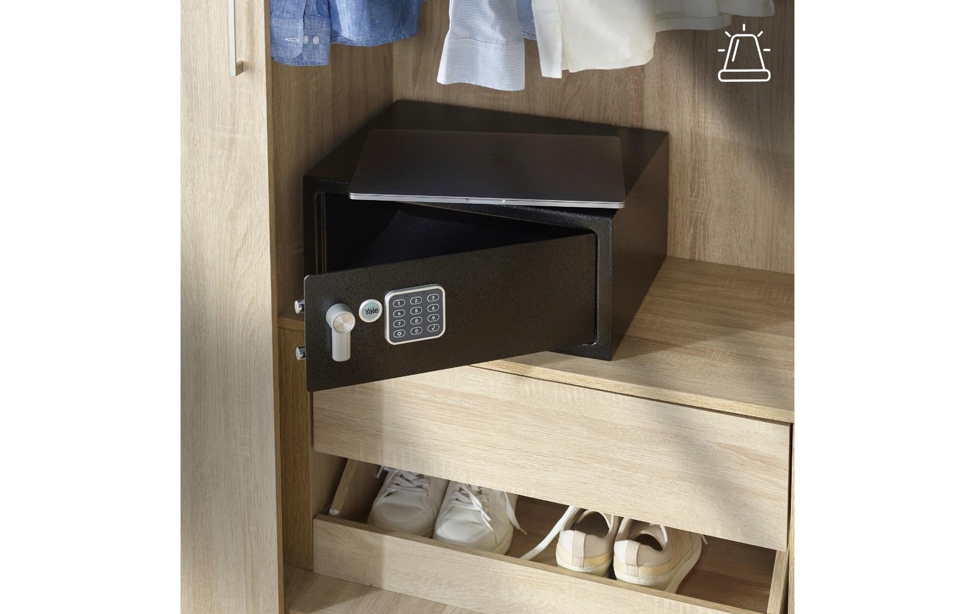 Yale Möbeltresor YLC/200/DB2 – Elektronik + Schlüssel – 24 l – Boden-/Wandmontage – Schwarz