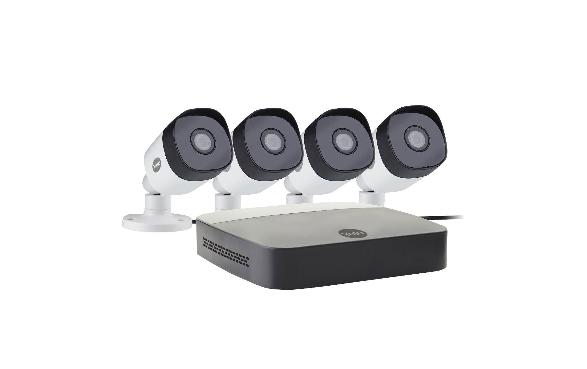 Yale Überwachungssystem – Full HD, Nachtsicht 20 m, IP67, für Amazon Alexa, Grau, 4 Stück