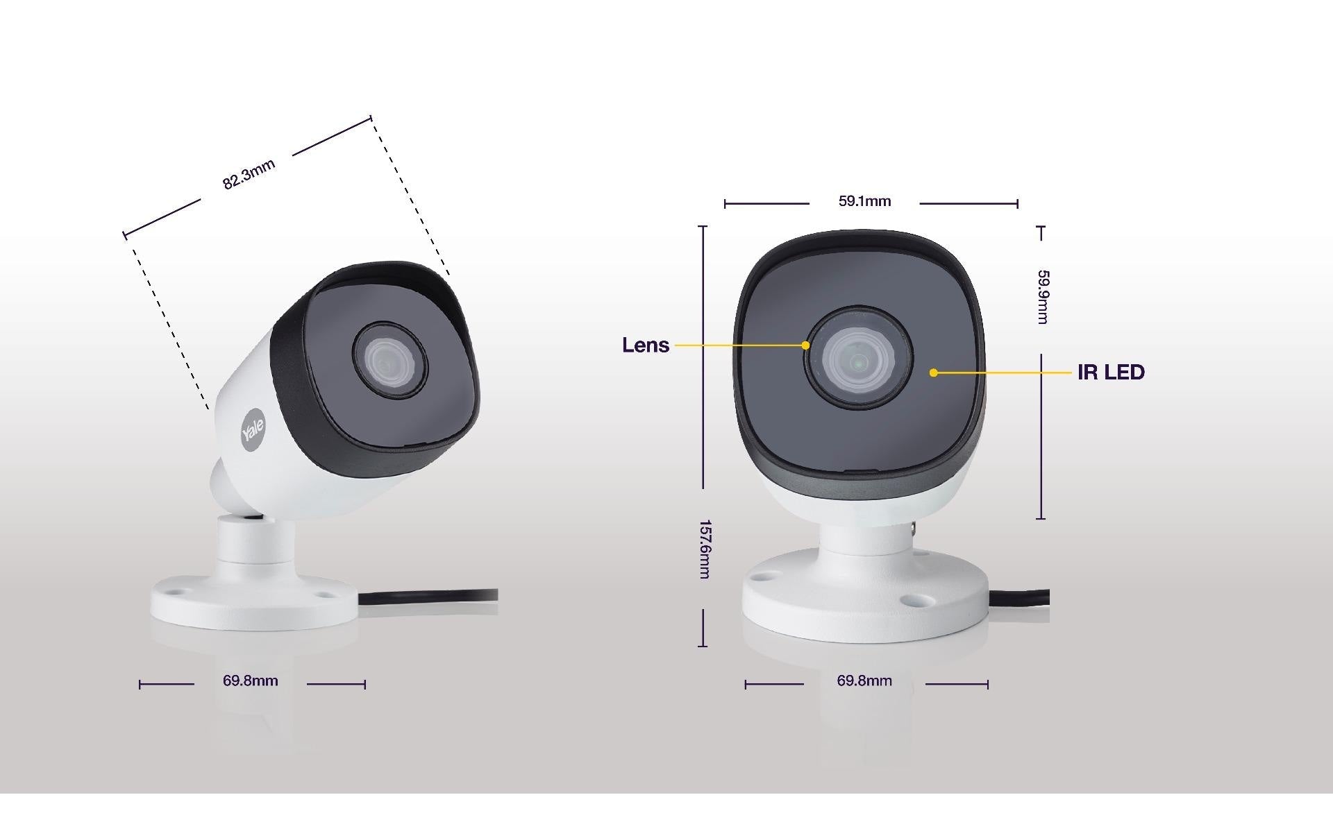 Yale SV-4C-2ABFX-2 Überwachungskamera – Full HD (1080p), Nachtsicht 30 m, IP67, für Amazon Alexa, Grau, 2er-Pack
