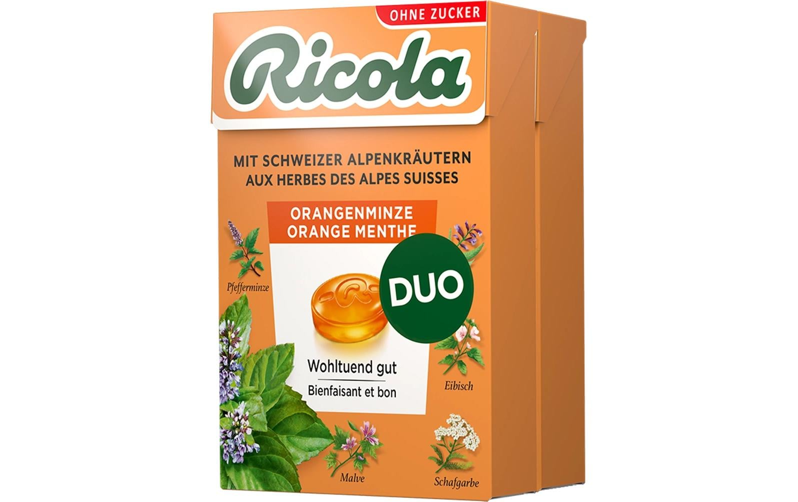 Ricola Box Duo Kräuterbonbons – Orangen-Minze – 2 × 50 g